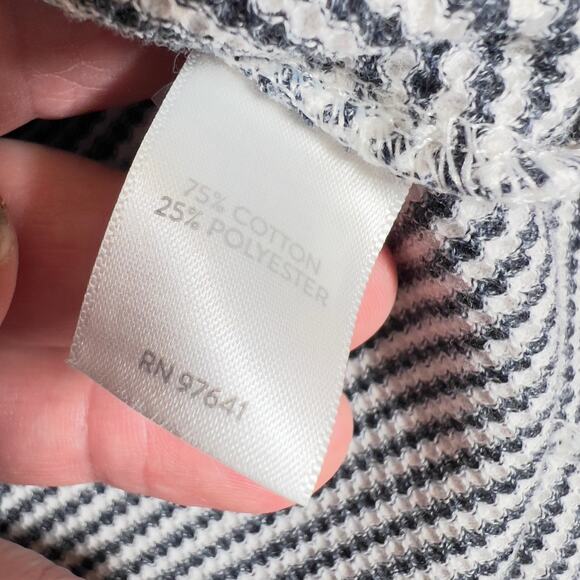 J. Jill Knit Turtleneck Top Woman's Medium Black/ White Weave Cotton Blend - Picture 6 of 16